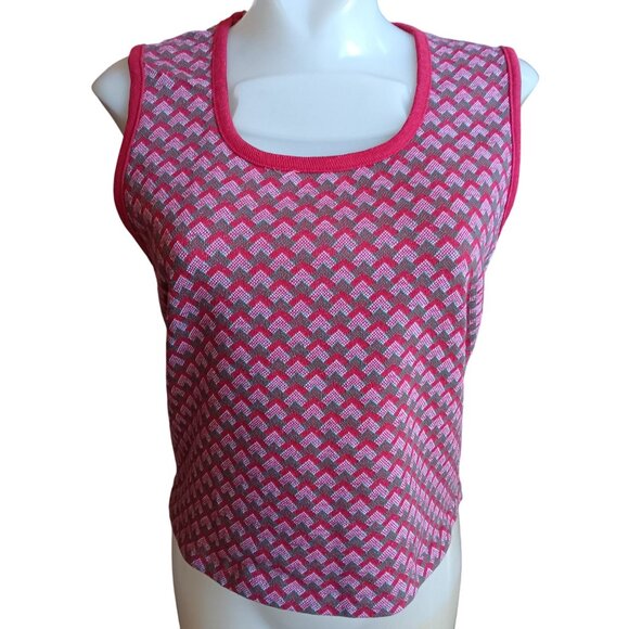 Medium Vintage K-Mart Sleeveless Knit Tank Top Chevron Pattern Mod Mommy Disco - Picture 2 of 6